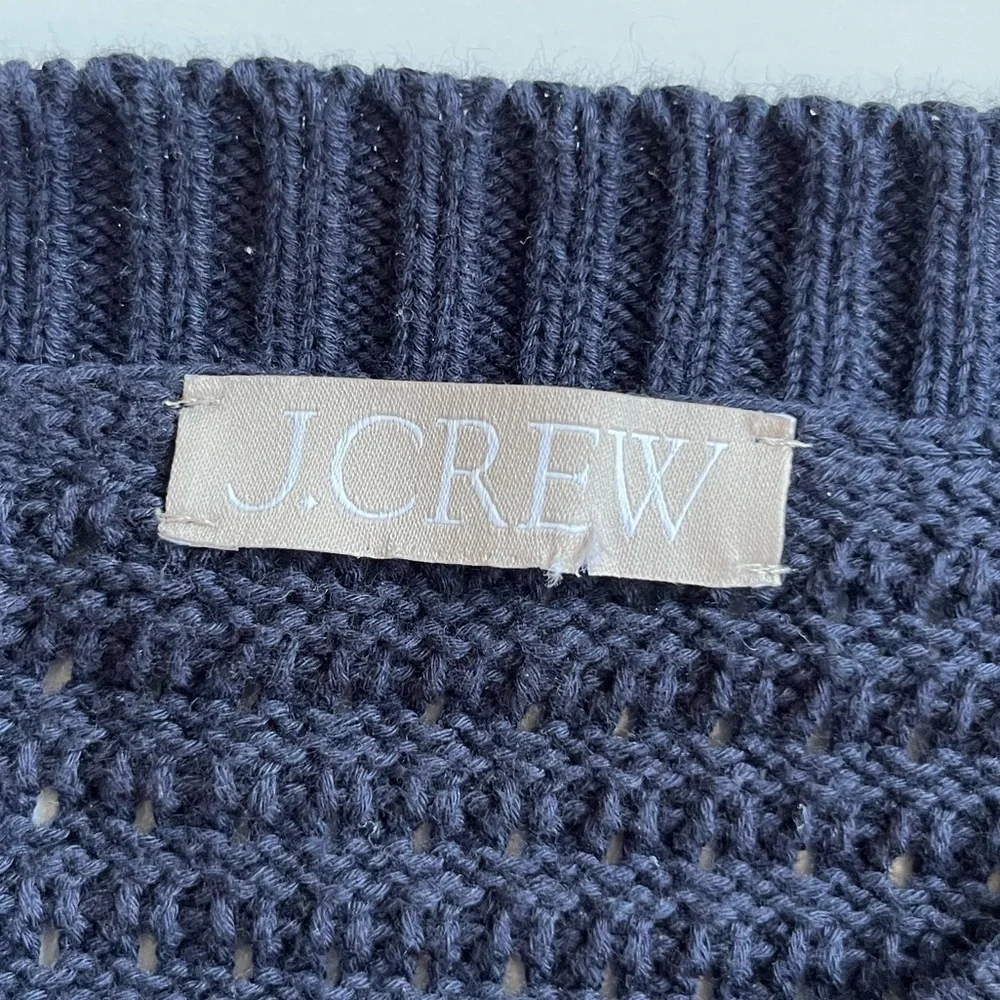 J. Crew Navy and Cream Striped Crew Neck Sweater- knit